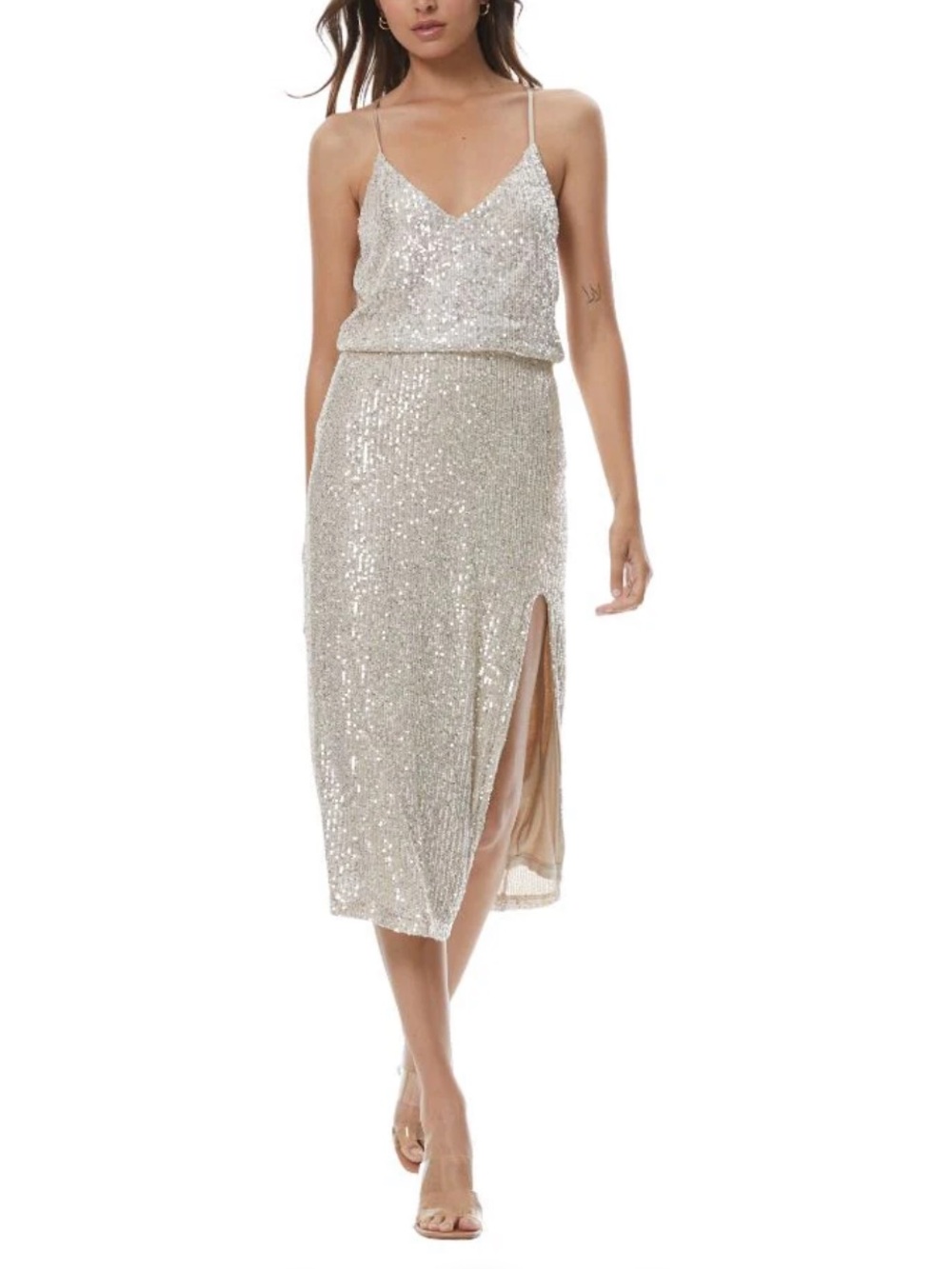 Young Fabulous and Broke sequin champagne Skirt size Small